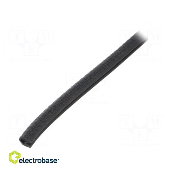 Hole and edge shield | PVC | L: 20m | black | H: 9.5mm | W: 6.5mm