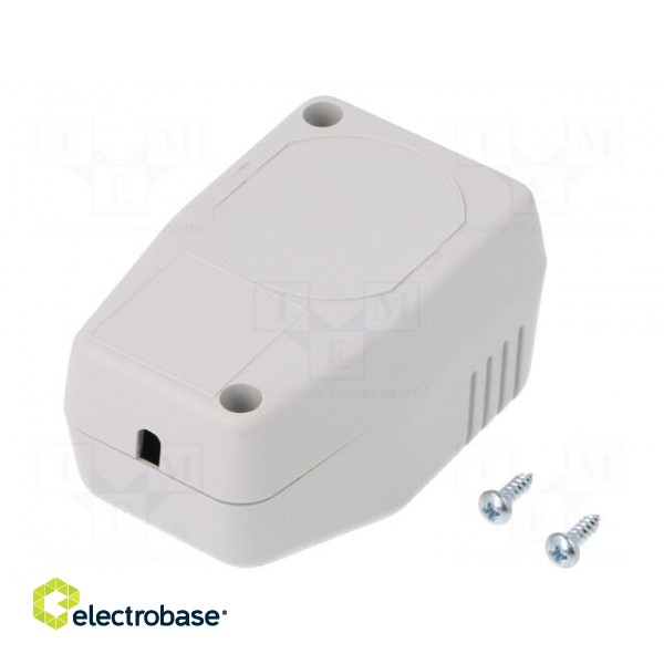 Enclosure: for power supplies | X: 40mm | Y: 66mm | Z: 40mm | ABS | grey фото 2