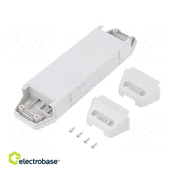 Enclosure: for power supplies | X: 44mm | Y: 163mm | Z: 24mm | ABS | grey paveikslėlis 3