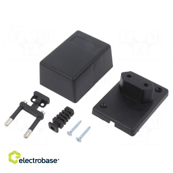 Enclosure: for power supplies | X: 46mm | Y: 65mm | Z: 37mm | ABS | black image 1