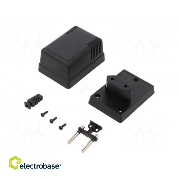 Enclosure: for power supplies | X: 52mm | Y: 70mm | Z: 47mm | ABS | black фото 1