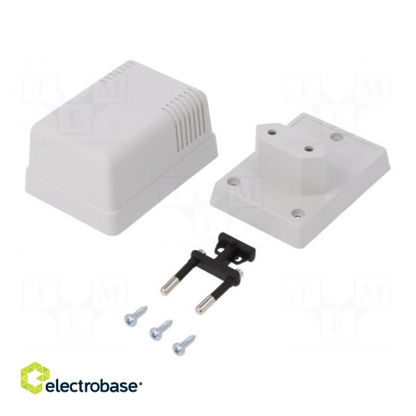 Enclosure: for power supplies | X: 52mm | Y: 70mm | Z: 47mm | ABS | grey paveikslėlis 1