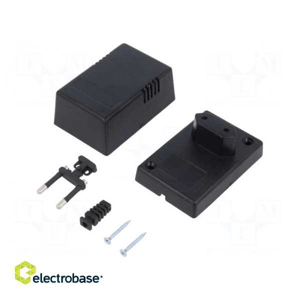 Enclosure: for power supplies | X: 54mm | Y: 81mm | Z: 46mm | ABS | black фото 1