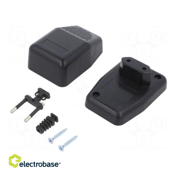 Enclosure: for power supplies | X: 56mm | Y: 83mm | Z: 46mm | ABS | black image 1