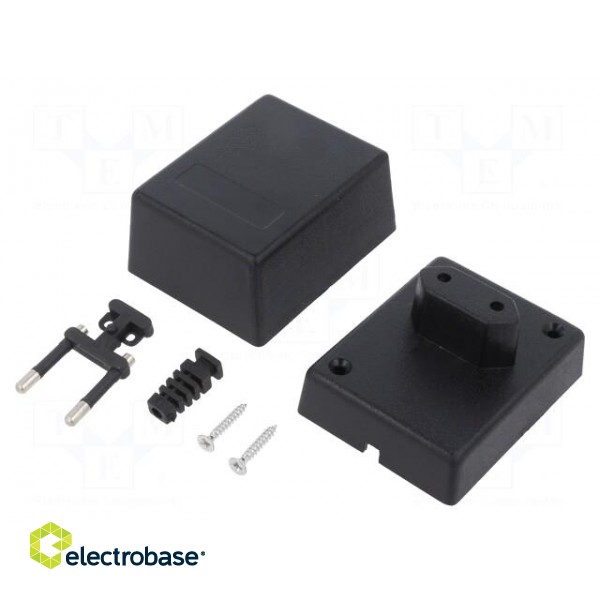 Enclosure: for power supplies | X: 58mm | Y: 73mm | Z: 52mm | ABS | black фото 1