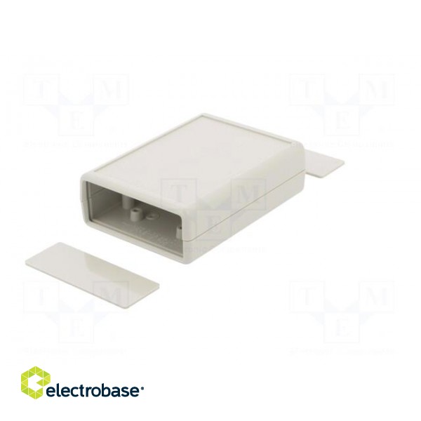 Enclosure: with panel | X: 66.5mm | Y: 92mm | Z: 28mm | ABS | light grey image 7