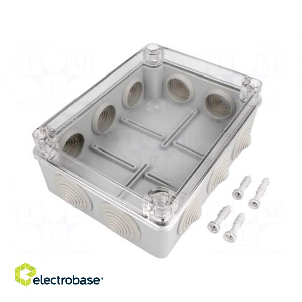 Enclosure: junction box | X: 140mm | Y: 190mm | Z: 70mm | IP65 | grey image 1