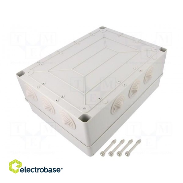 Enclosure: junction box | X: 220mm | Y: 300mm | Z: 120mm | IP65 | grey image 2