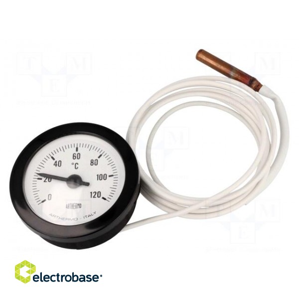 Sensor: thermometer with capillary | Body dim: Ø52x22mm | max.65°C