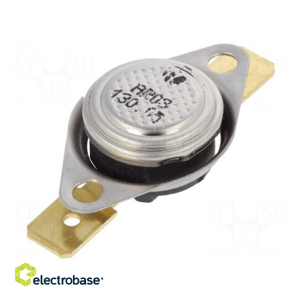 Sensor: thermostat | Output conf: SPST-NC | 130°C | 16A | 250VAC | ±5°C