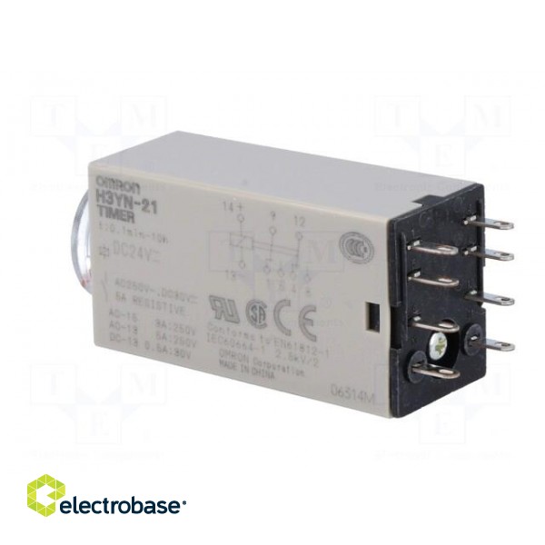 Timer | 0,1min÷10h | DPDT | 250VAC/5A | 24VDC | socket | -10÷50°C | PIN: 8 фото 4