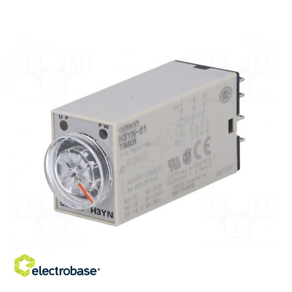 Timer | 0,1min÷10h | DPDT | 250VAC/5A | 24VDC | socket | -10÷50°C | PIN: 8 paveikslėlis 2