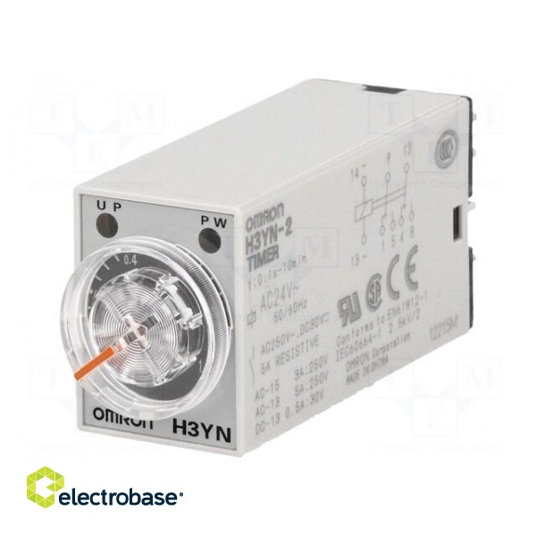 Timer | 0,1s÷10min | DPDT | 250VAC/5A | 24VAC | socket | -10÷50°C | PIN: 8 image 1