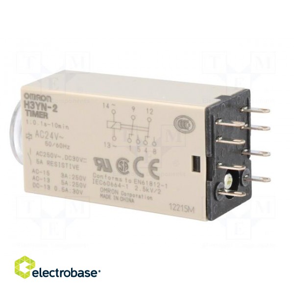 Timer | 0,1s÷10min | DPDT | 250VAC/5A | 24VAC | socket | -10÷50°C | PIN: 8 фото 4