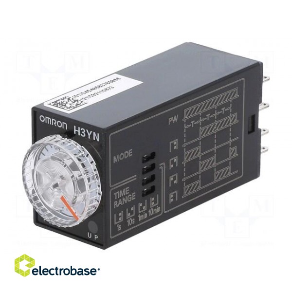 Timer | 0,1s÷10min | DPDT | 250VAC/5A | Usup: 24VAC | socket | -10÷55°C image 1