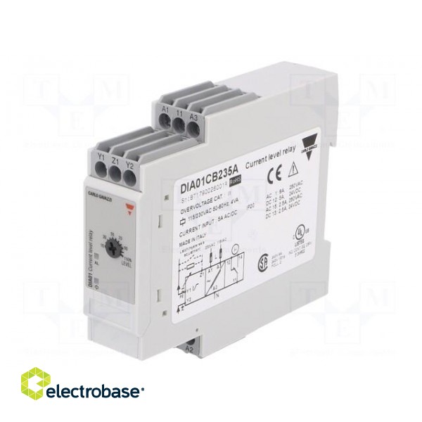 Module: current monitoring relay | AC/DC current | DIN | SPDT | IP20 фото 1