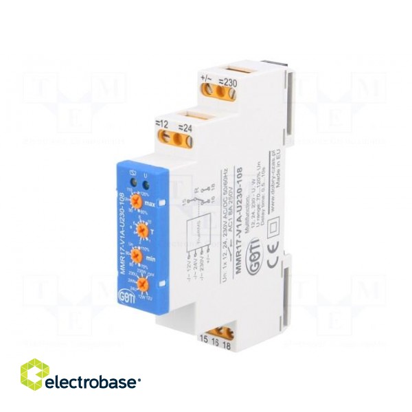 Module: voltage monitoring relay | Usup: 230VAC | DIN | SPST | IP20 paveikslėlis 1