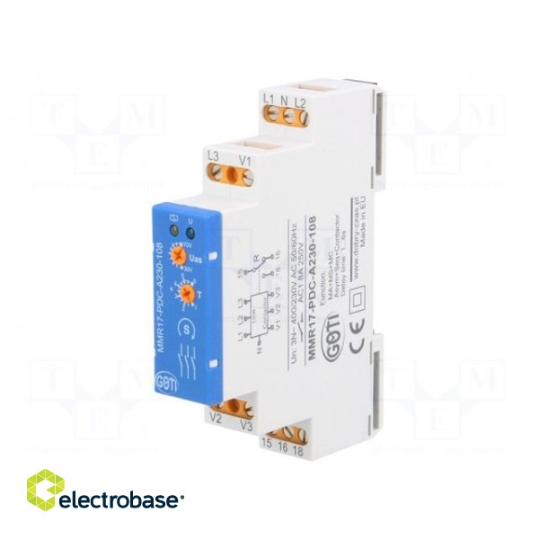 Module: voltage monitoring relay | DIN | SPST | IP20 | 3x400VAC image 1