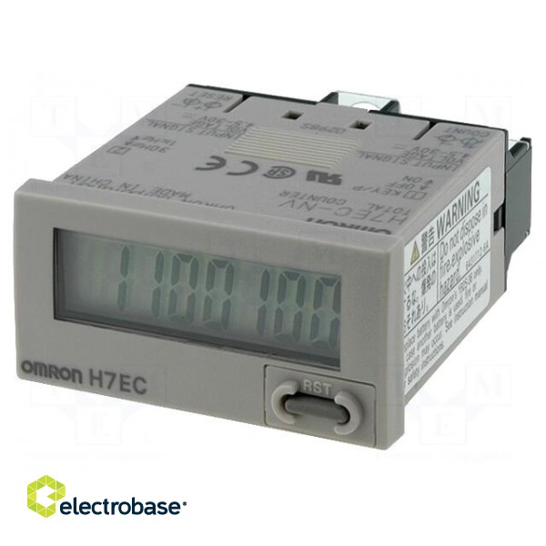 Counter: electronical | LCD | pulses | 99999999 | IP66 | on panel | H7EC image 1