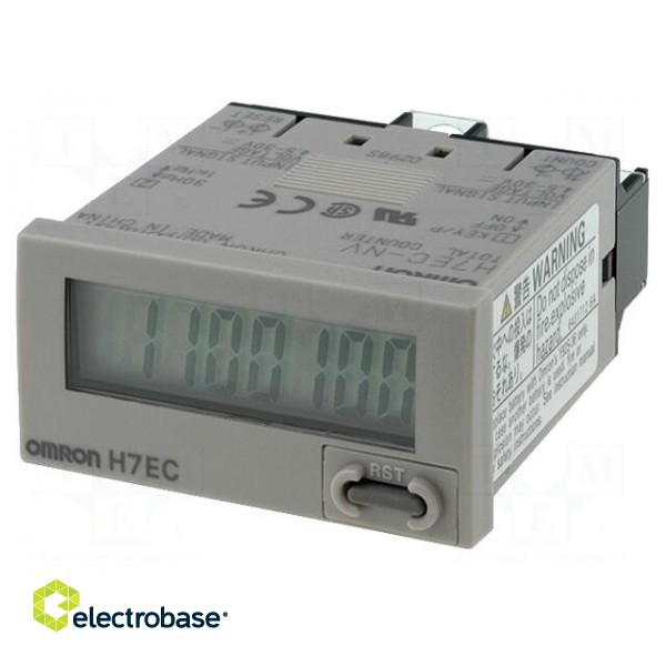 Counter: electronical | LCD | pulses | 99999999 | IP66 | on panel | H7EC