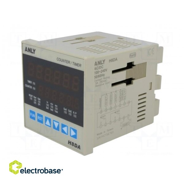 Counter: electronical | LED x2 | time/pulses | SPDT | IN 1: NPN,PNP image 2