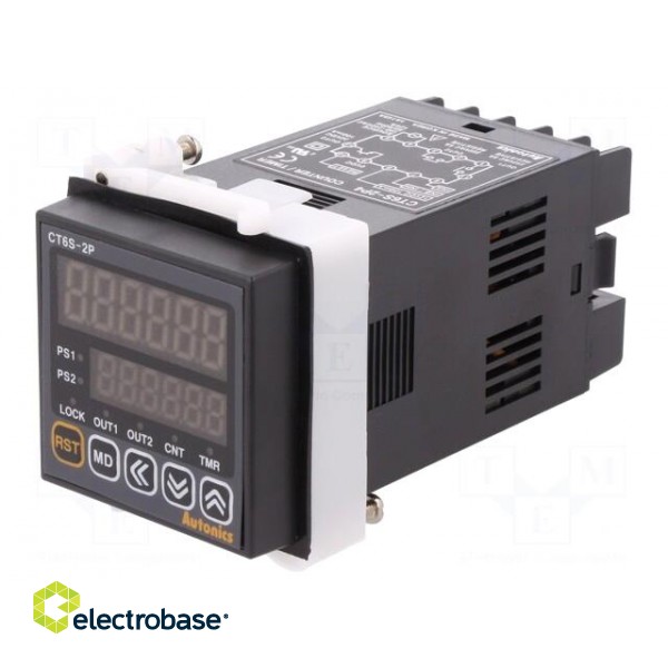 Counter: electronical | LED x2 | time/pulses | SPST | IN 1: NPN,PNP фото 1