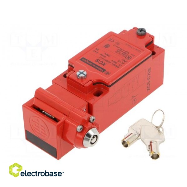 Safety switch: key operated | XCSC | NC x2 + NO | IP67 | metal | red image 1