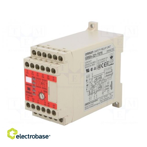 Module: safety relay | G9SA | 24VAC | 24VDC | IN: 2 | -20÷55°C | 0.5÷7.5s paveikslėlis 1