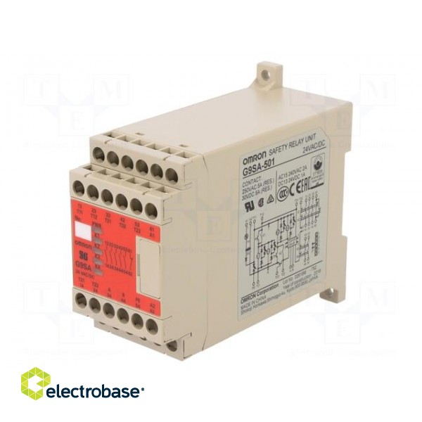 Module: safety relay | G9SA | 24VAC | 24VDC | IN: 2 | -20÷55°C paveikslėlis 1