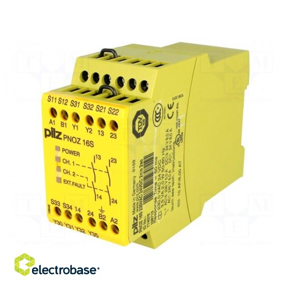 Module: safety relay | PNOZ 16S | 230VAC | Contacts: NO x2 | IN: 2 | IP40 paveikslėlis 1