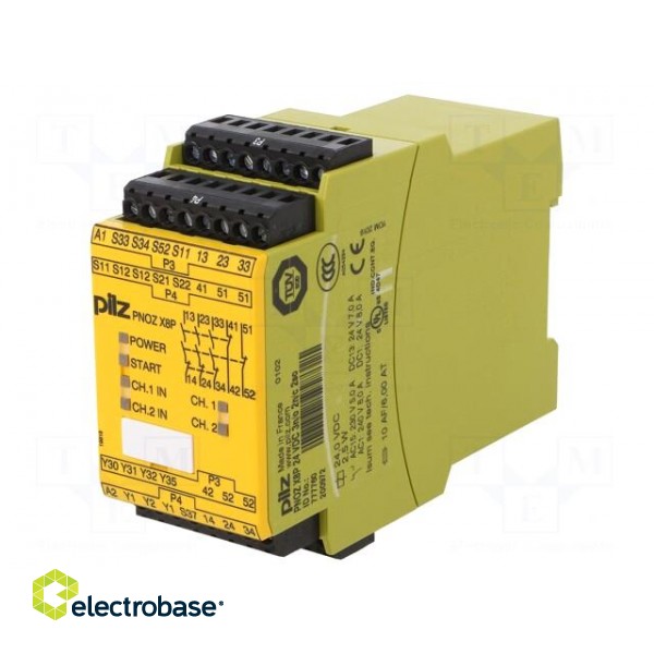 Module: safety relay | PNOZ X8P | Usup: 24VDC | IN: 3 | OUT: 5 | -10÷55°C image 1