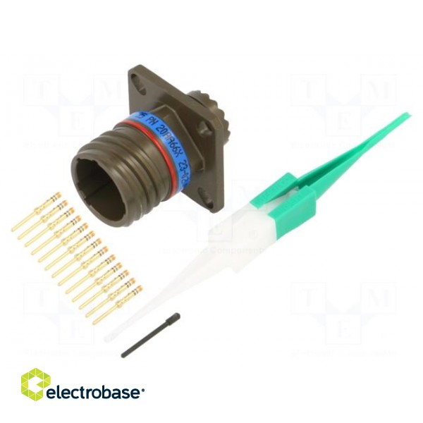 Connector: military | socket | male | PIN: 13 | size 11 | olive | crimped paveikslėlis 1