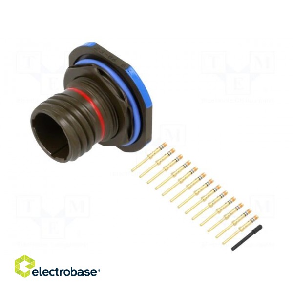 Connector: military | socket | male | PIN: 13 | size 11 | olive | crimped image 1
