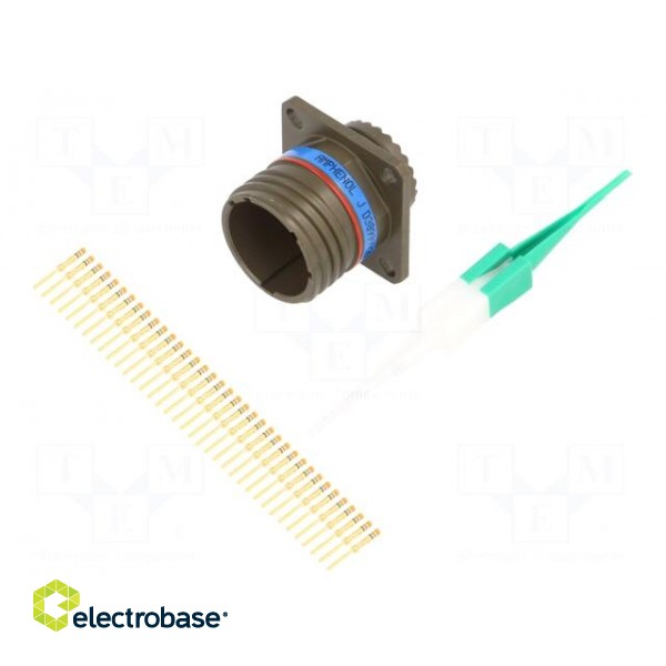 Connector: military | socket | male | PIN: 37 | size 15 | olive | crimped paveikslėlis 1