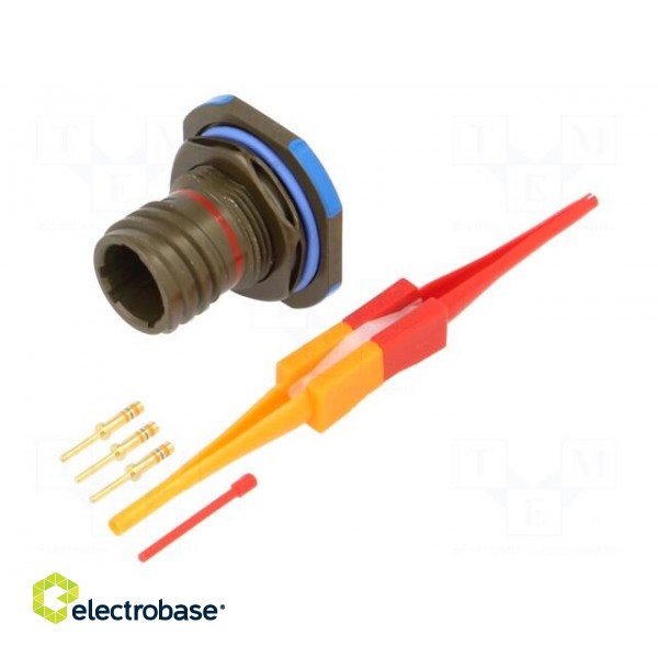 Connector: military | socket | male | PIN: 3 | size 9 | aluminium alloy фото 1