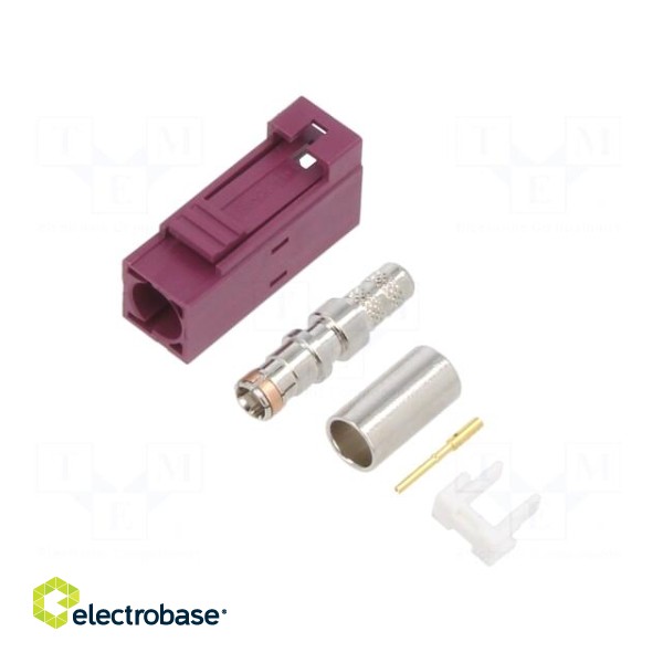 Connector: FAKRA | female | plug | for cable | crimped | -65÷165°C | 50Ω paveikslėlis 1