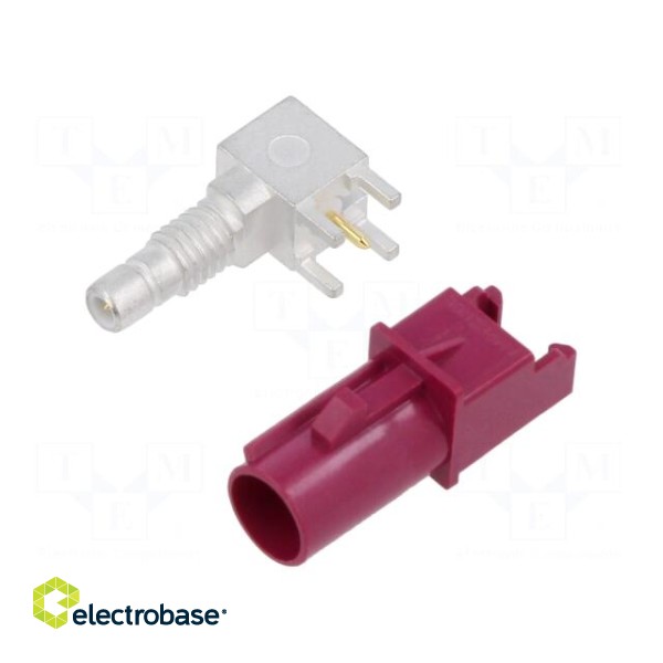 Connector: FAKRA | male | socket | on PCBs | THT | -65÷165°C | angled 90° фото 1