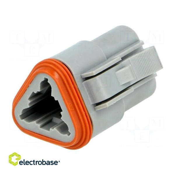 Connector: wire-wire | AT | plug | female | PIN: 3 | IP67 | Locking: latch image 1