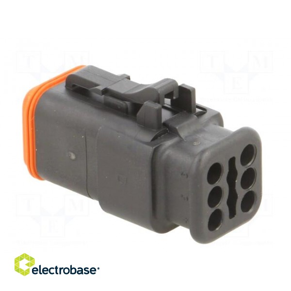 Connector: wire-wire | AT | female | plug | for cable | PIN: 6 | black paveikslėlis 4