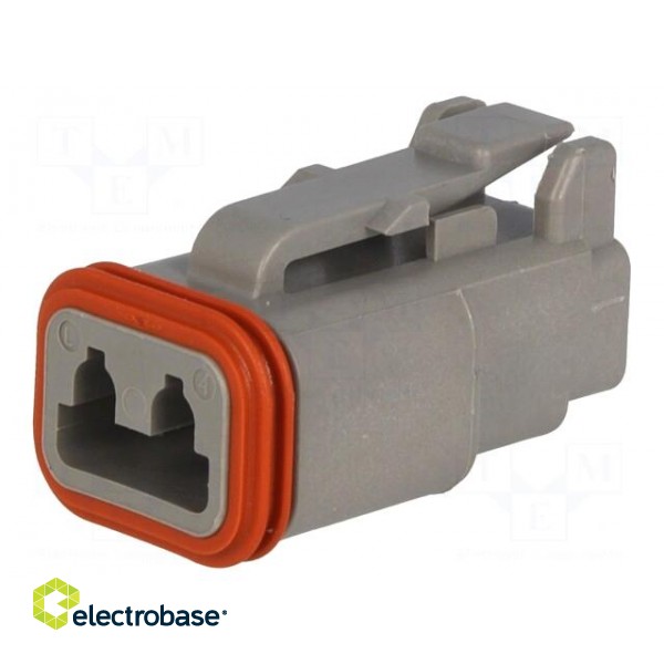 Connector: wire-wire | DT | female | plug | for cable | PIN: 2 | grey | IP68 paveikslėlis 1
