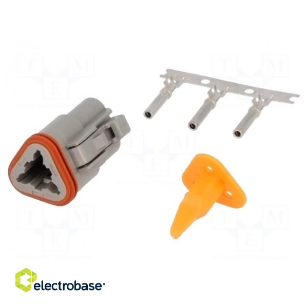 Connector: wire-wire | plug | female | DT | for cable | PIN: 3 | crimped image 1