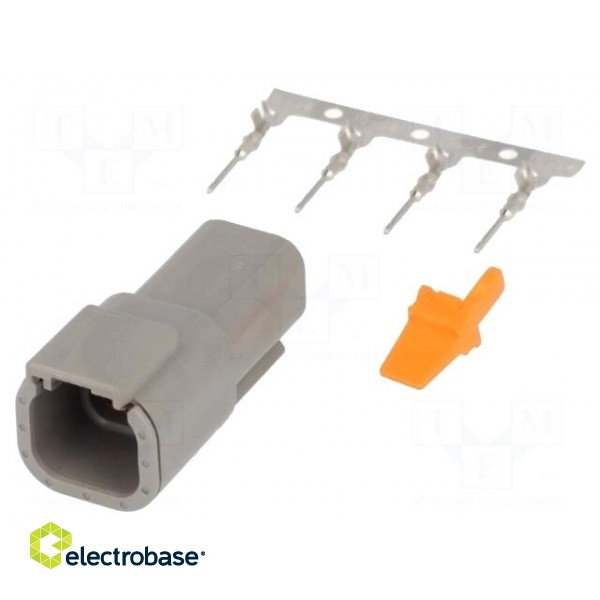 Connector: wire-wire | DTM | male | plug | for cable | PIN: 4 | crimped image 1