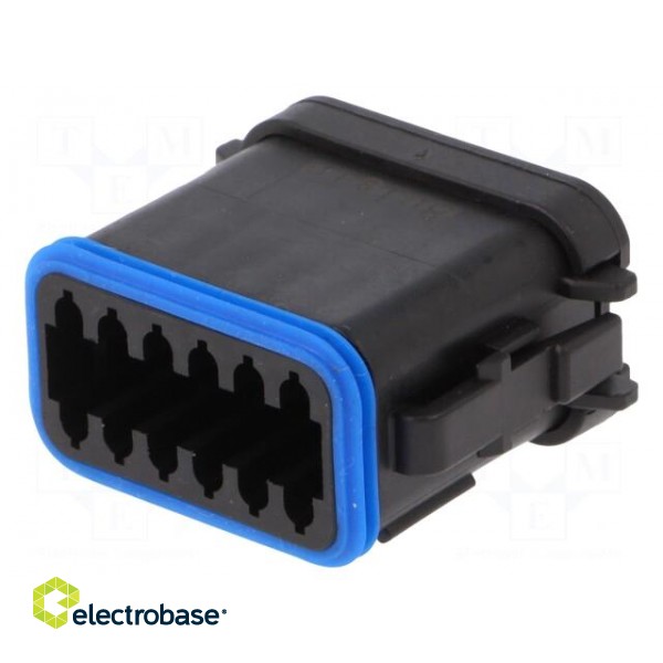 Connector: wire-wire | PX0 | female | plug | for cable | PIN: 12 | black paveikslėlis 1