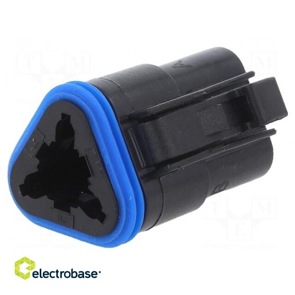 Connector: wire-wire | PX0 | female | plug | for cable | PIN: 3 | black paveikslėlis 1