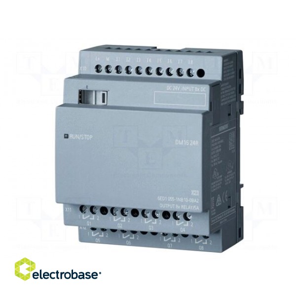 Module: extension | IN: 8 | OUT: 8 | OUT 1: relay | 5A | LOGO! 8 | 24VDC фото 1