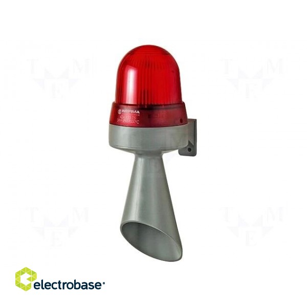 Signaller: lighting-sound | 24VDC | horn,flashing light | red | IP65