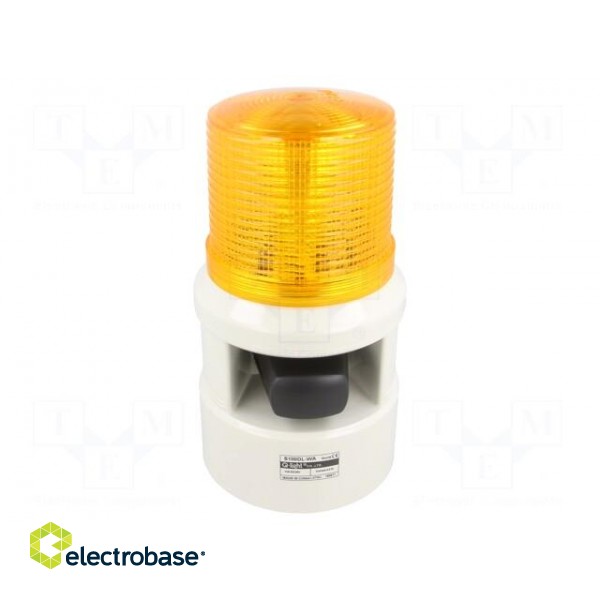 Signaller: lighting-sound | 24VDC | LED | amber | IP54 | Ø119x226mm image 1