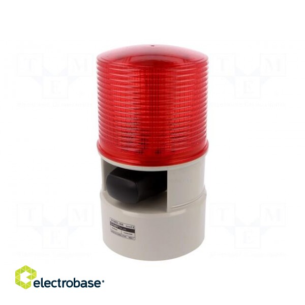 Signaller: lighting-sound | 24VDC | LED | red | IP54 | Ø119x215mm | 103dB image 1