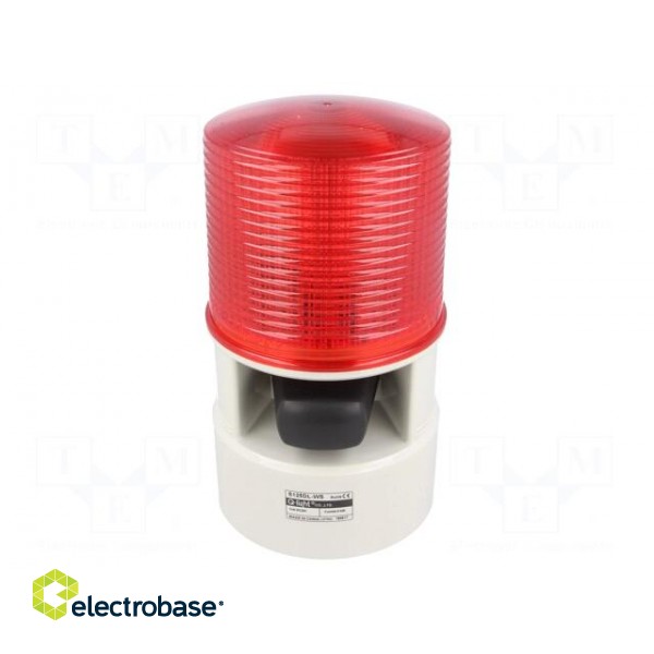Signaller: lighting-sound | 24VDC | LED | red | IP54 | Ø119x215mm | 105dB image 1