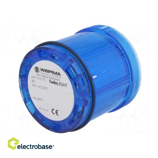 Signaller: lighting | LED | blue | 24VDC | 24VAC | IP65 | Ø70x65.5mm image 2